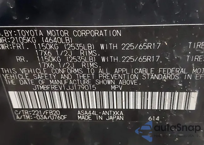 JTMBFREV1JJ179015: 41252778