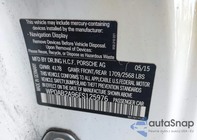 WP0AB2A96FS125976: 41255415