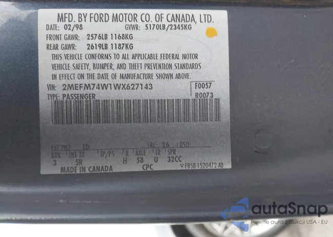 2MEFM74W1WX627143: 41267058