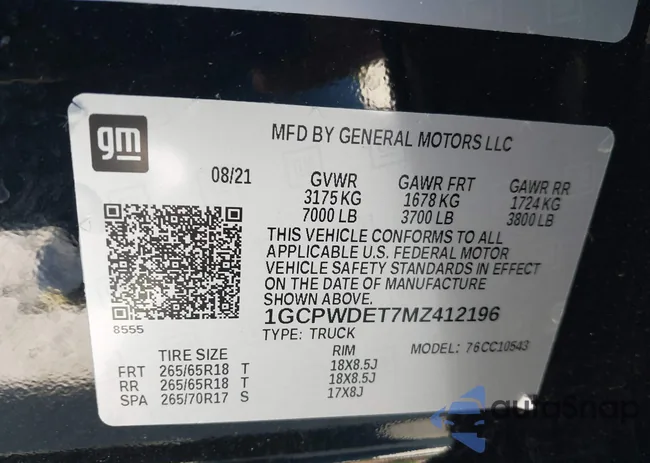 1GCPWDET7MZ412196: 41269755