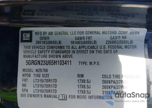 5GRGN23U65H103411: 41272535