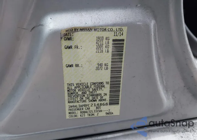 1N4AL3AP8FC214868: 41271722