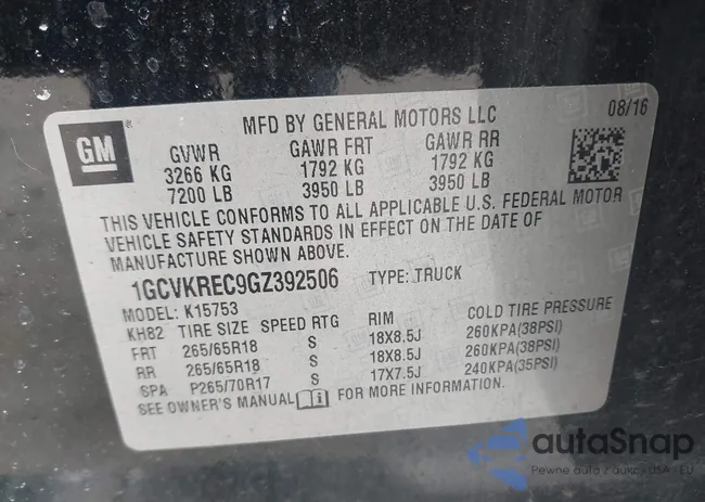 1GCVKREC9GZ392506: 41276366