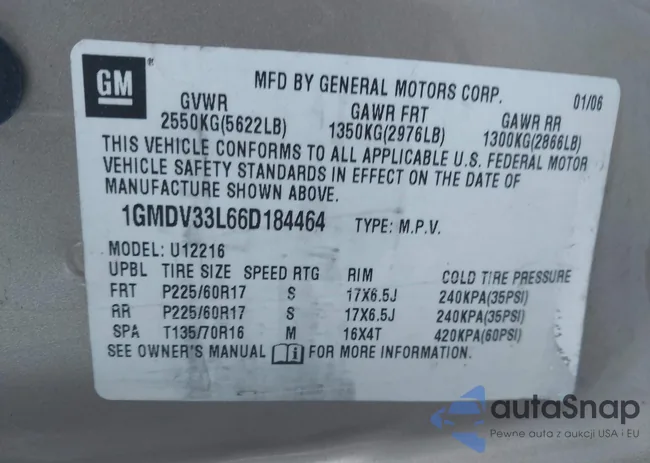 1GMDV33L66D184464: 41277333