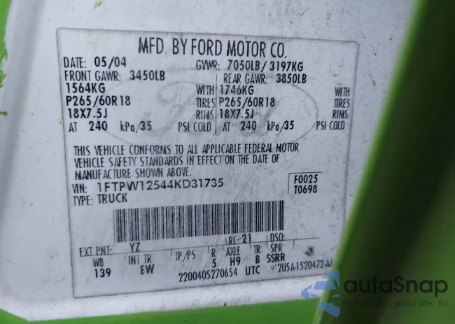 1FTPW12544KD31735: 41277015