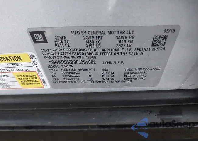 1GNKRGKD0FJ351802: 41283508