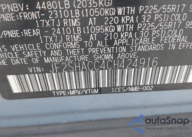 JF2SHACC4CH424916: 41283541