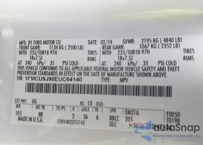 1FMCU9J99EUC64140: 41289246