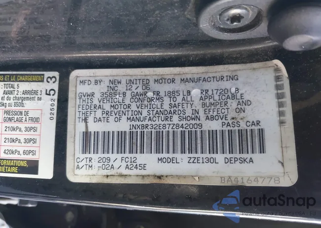 1NXBR32E87Z842009: 41291328