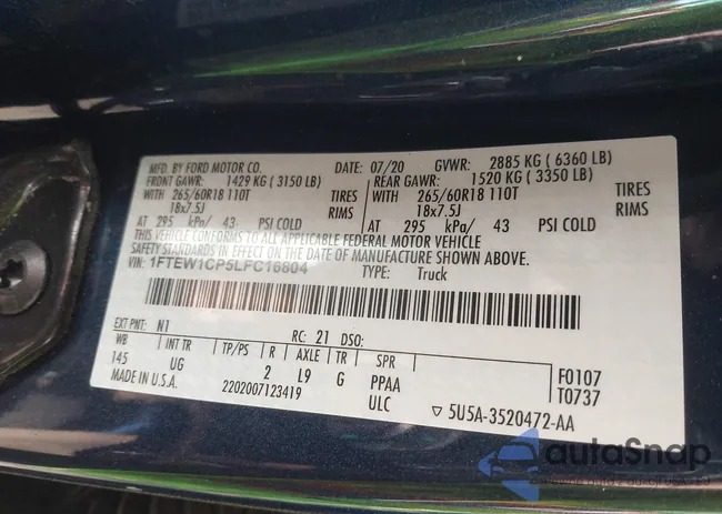 1FTEW1CP5LFC16804: 41294189