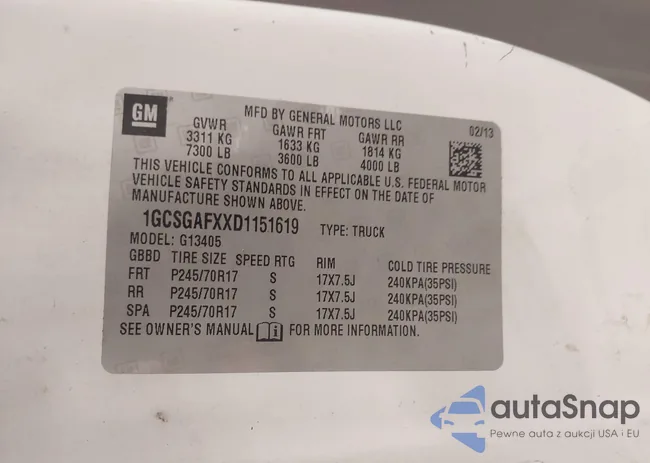 1GCSGAFXXD1151619: 41299583