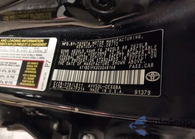 4T1BD1FK0CU048148: 41300407