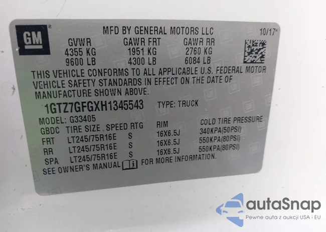 1GTZ7GFGXH1345543: 41301327