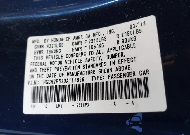 1HGCR2F52DA141896: 41302873