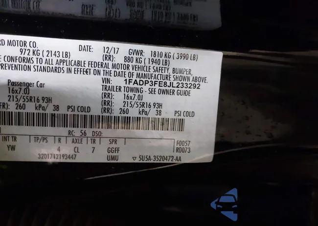 1FADP3FE8JL233292: 41304412