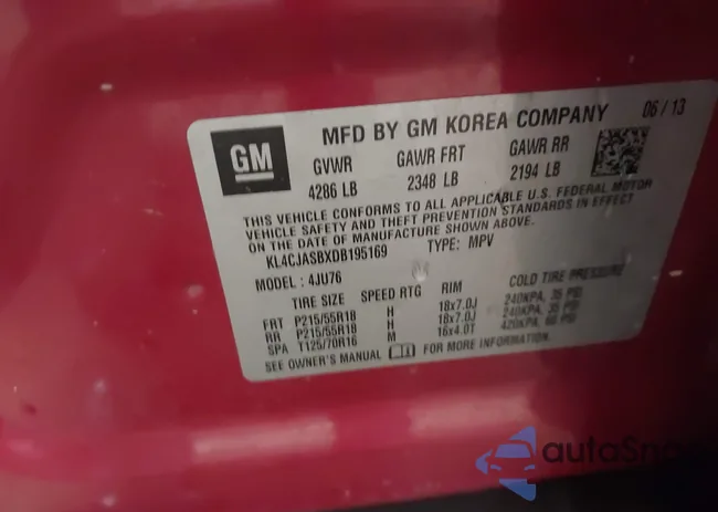 KL4CJASBXDB195169: 41305439