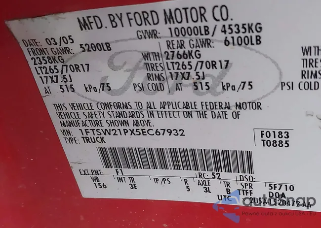 1FTSW21PX5EC67932: 41306583