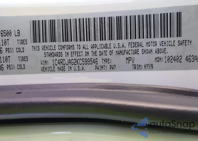 1C4RDJAG2KC599546: 41310112