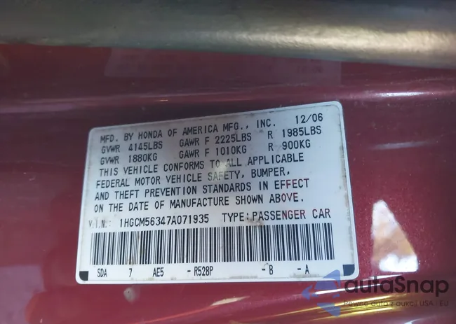 1HGCM56347A071935: 41310162