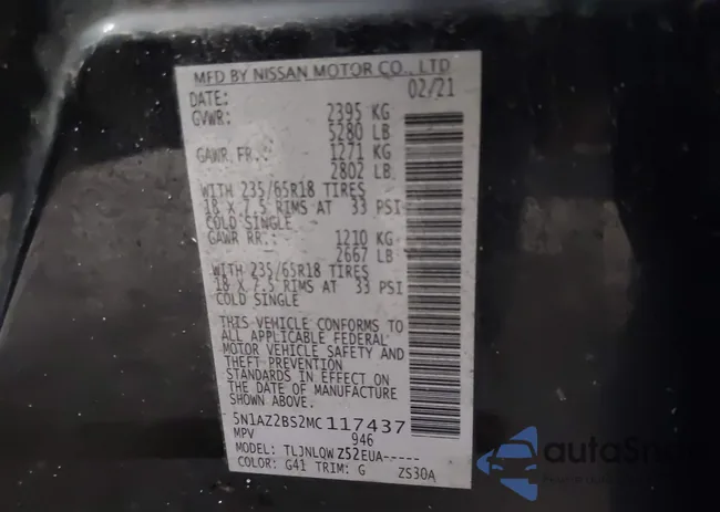 5N1AZ2BS2MC117437: 41309983