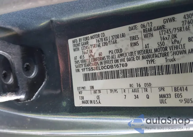 1FTSS3EL0CDB16769: 41311520