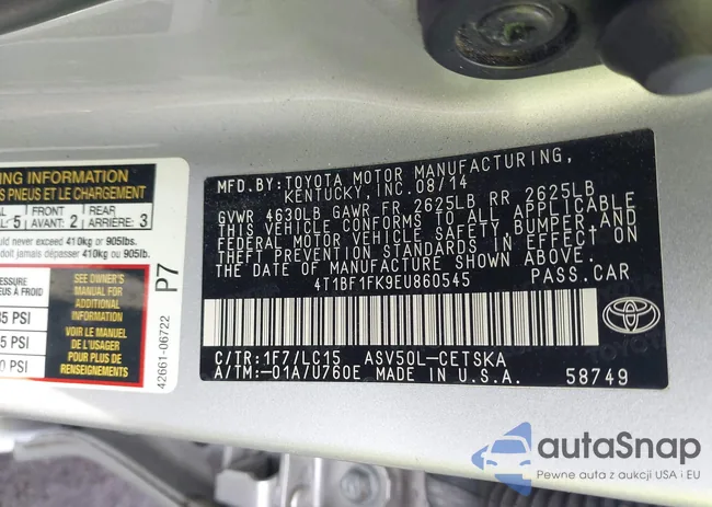 4T1BF1FK9EU860545: 41310690