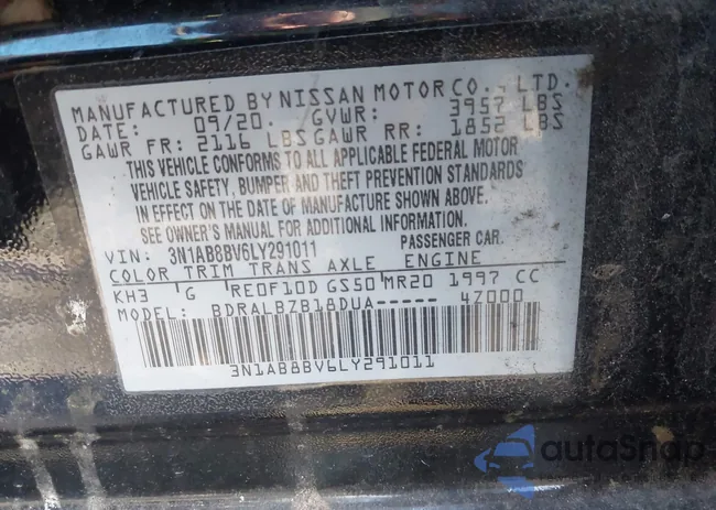 3N1AB8BV6LY291011: 41312100