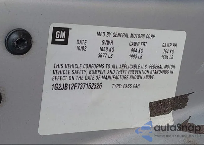 1G2JB12F737162326: 41312343