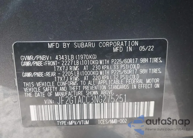 JF2GTACC3NG275251: 41315630