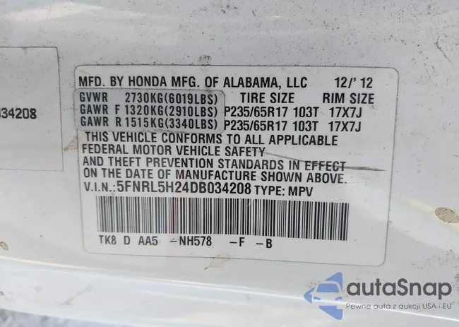 5FNRL5H24DB034208: 41320434