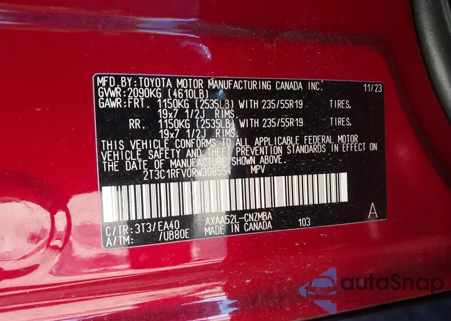 2T3C1RFV0RW308554: 41323070