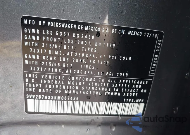 3VV2B7AXXKM067486: 41323331