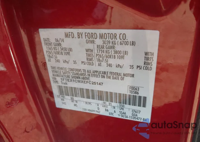 1FTEX1CMXEFC25147: 41325180