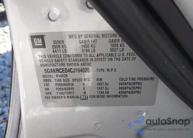 5GAKRCED4CJ194026: 41326342