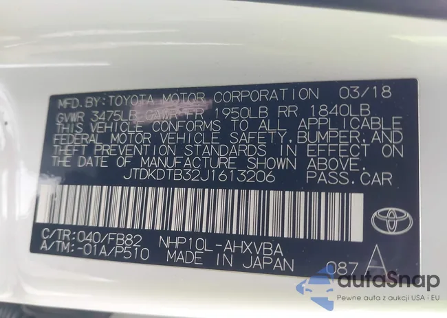 JTDKDTB32J1613206: 41325677