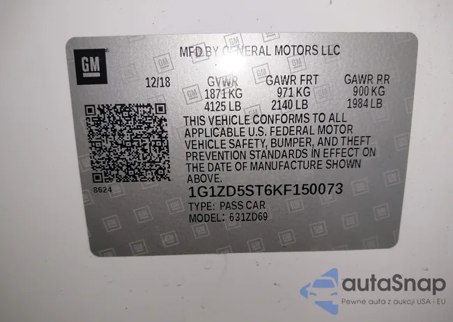 1G1ZD5ST6KF150073: 41326712