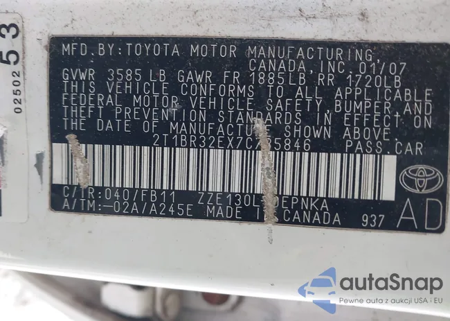 2T1BR32EX7C785846: 41326772