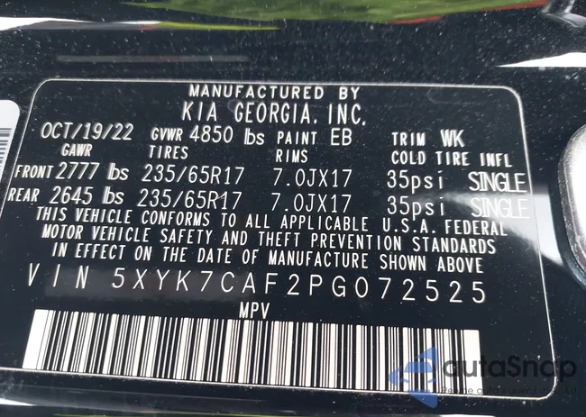 5XYK7CAF2PG072525: 41328005