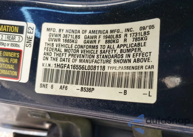 1HGFA16556L008118: 41328675