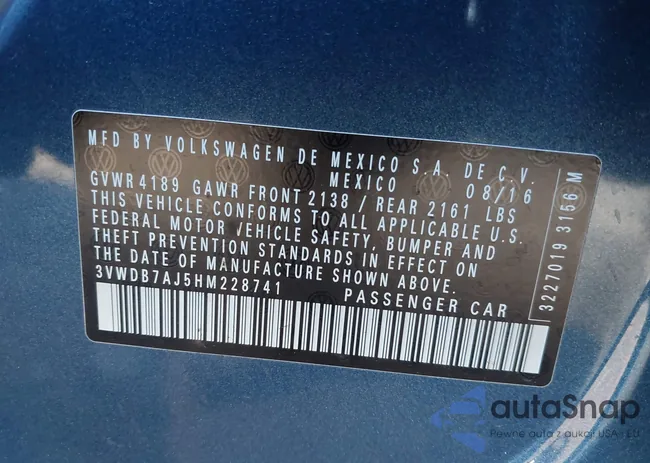 3VWDB7AJ5HM228741: 41329864