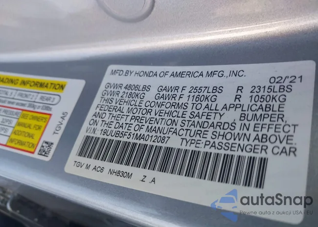 19UUB5F51MA012087: 41331793