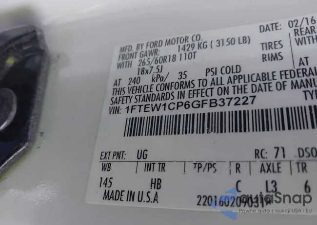 1FTEW1CP6GFB37227: 41336299