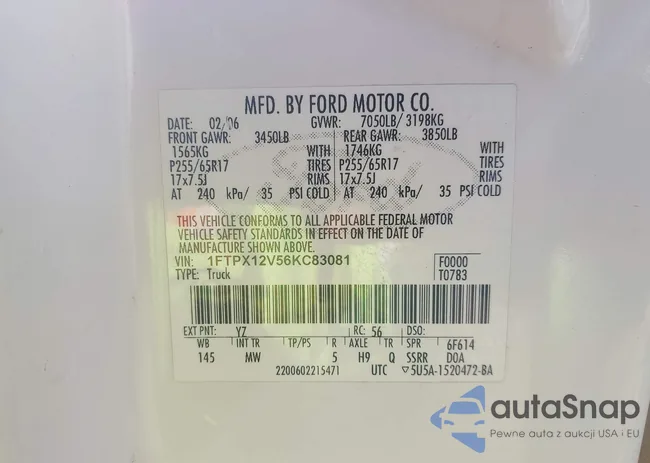 1FTPX12V56KC83081: 41338760