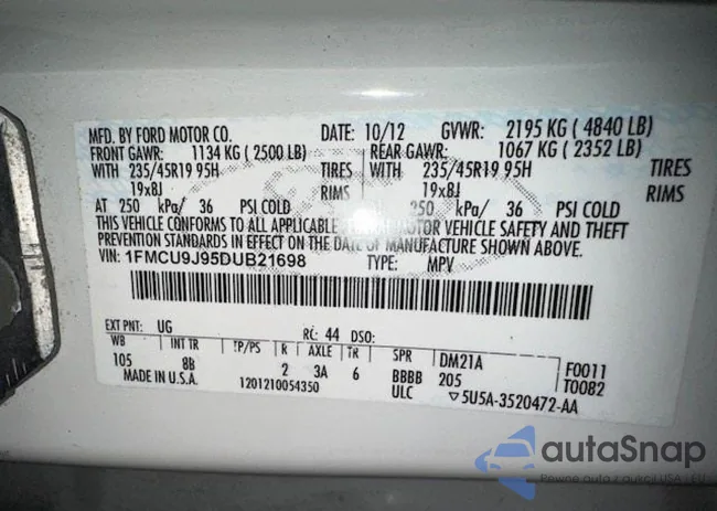 1FMCU9J95DUB21698: 41341677