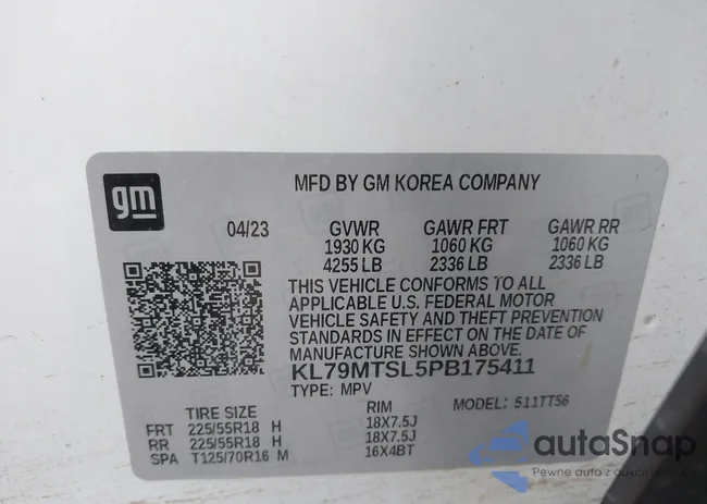 KL79MTSL5PB175411: 41344688