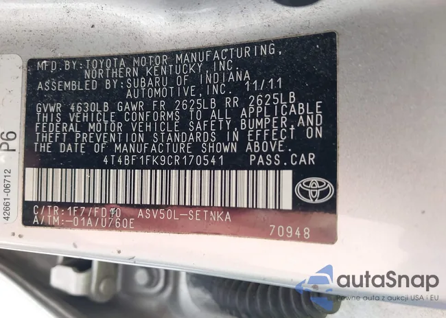 4T4BF1FK9CR170541: 41349249