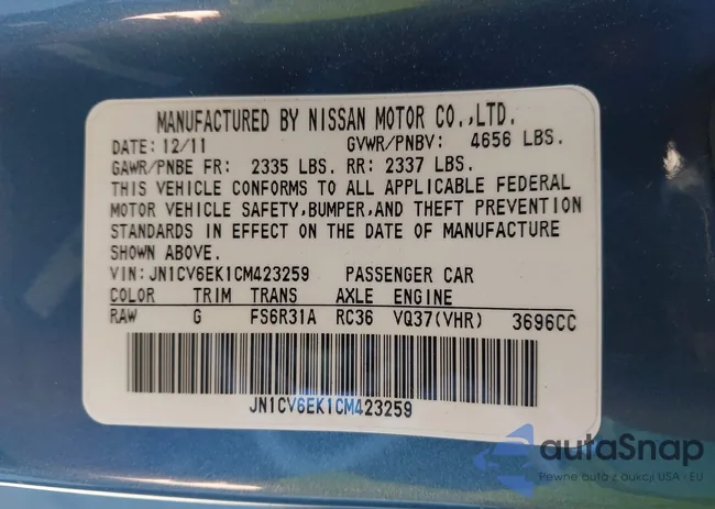 JN1CV6EK1CM423259: 41349987