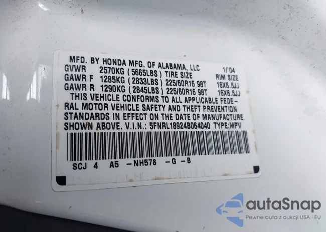 5FNRL18924B064040: 41350306