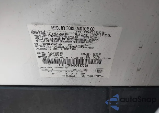 1FAHP2F84DG133256: 41350367