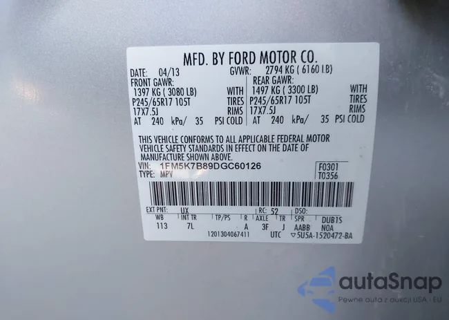 1FM5K7B89DGC60126: 41355087